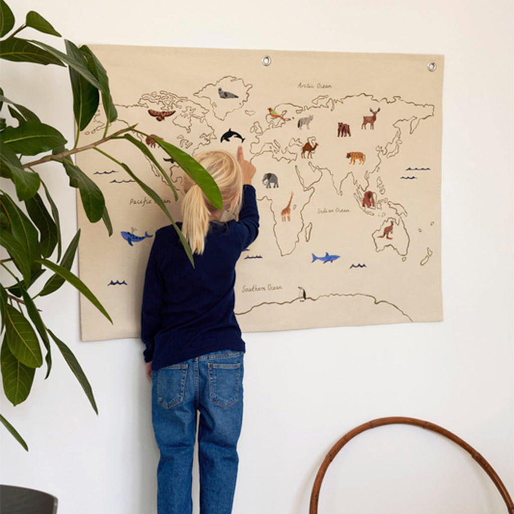 Ferm Living The World Map Poster - Off White.