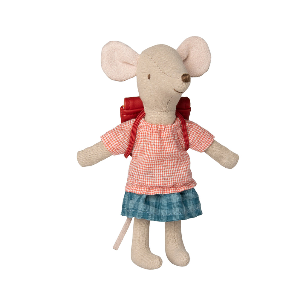 Maileg Tricycle Mouse Big Sister with Bag - Red.
