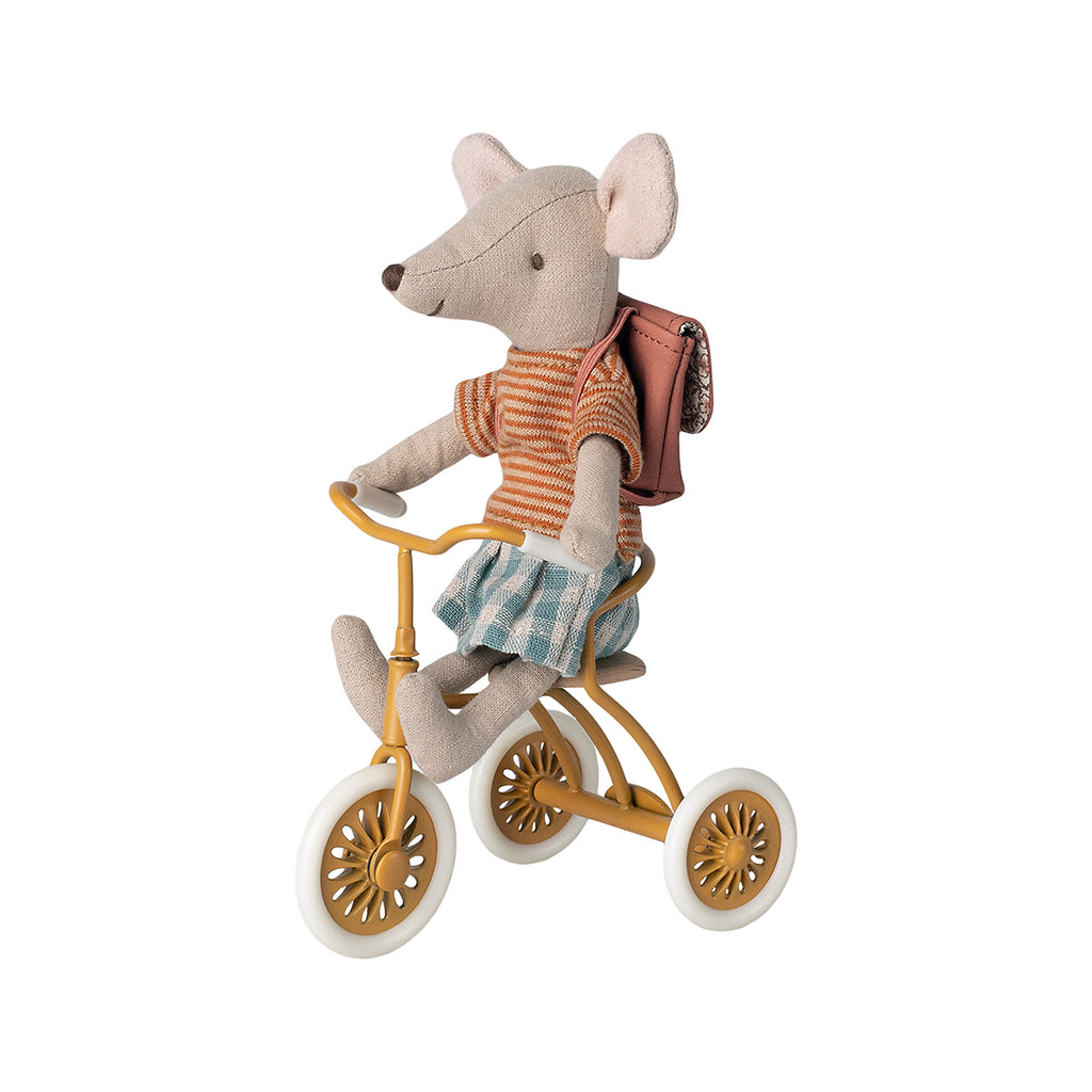Maileg Tricycle Mouse Big Sister with Bag - Old Rose.