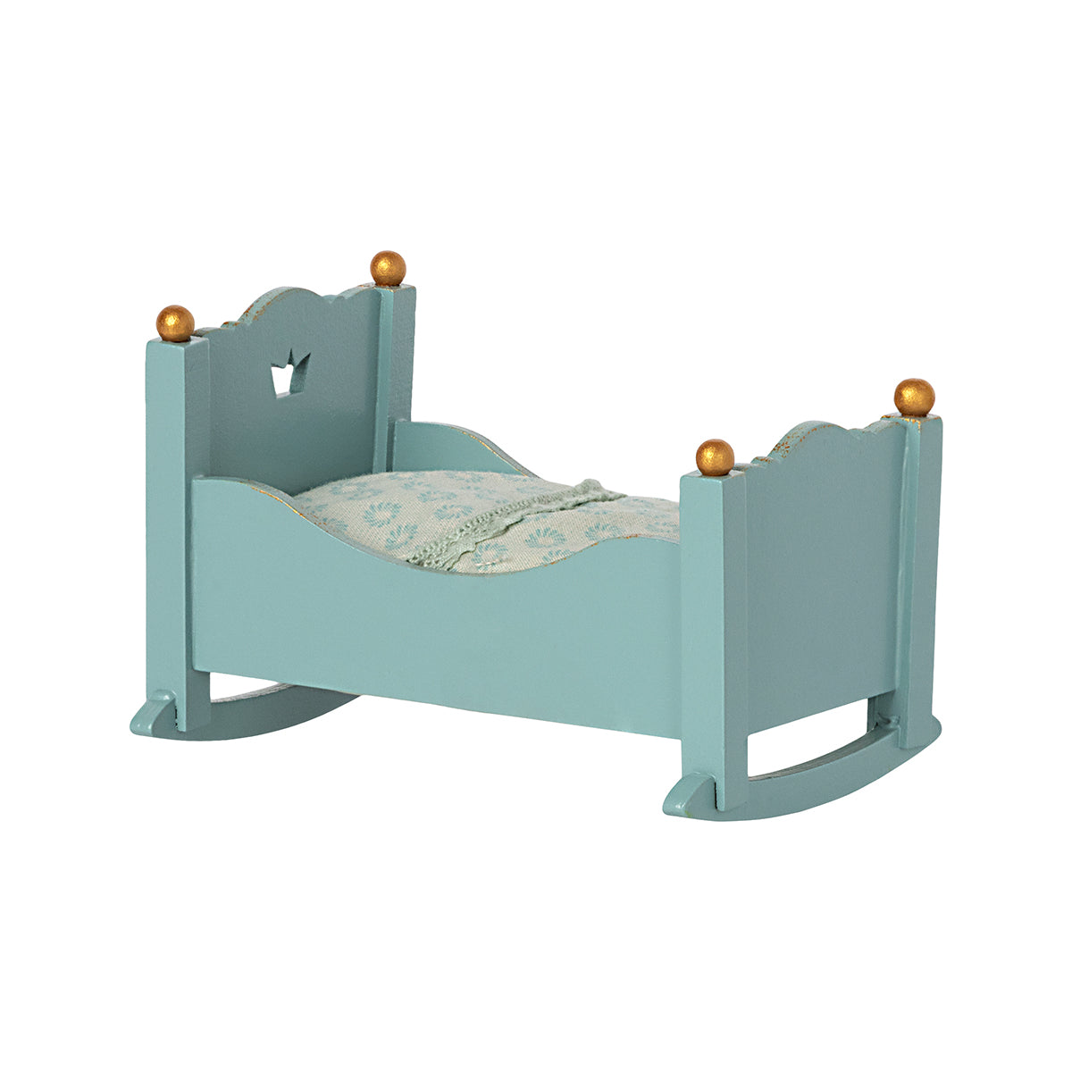 Maileg Cradle, Baby Mouse - Blue.