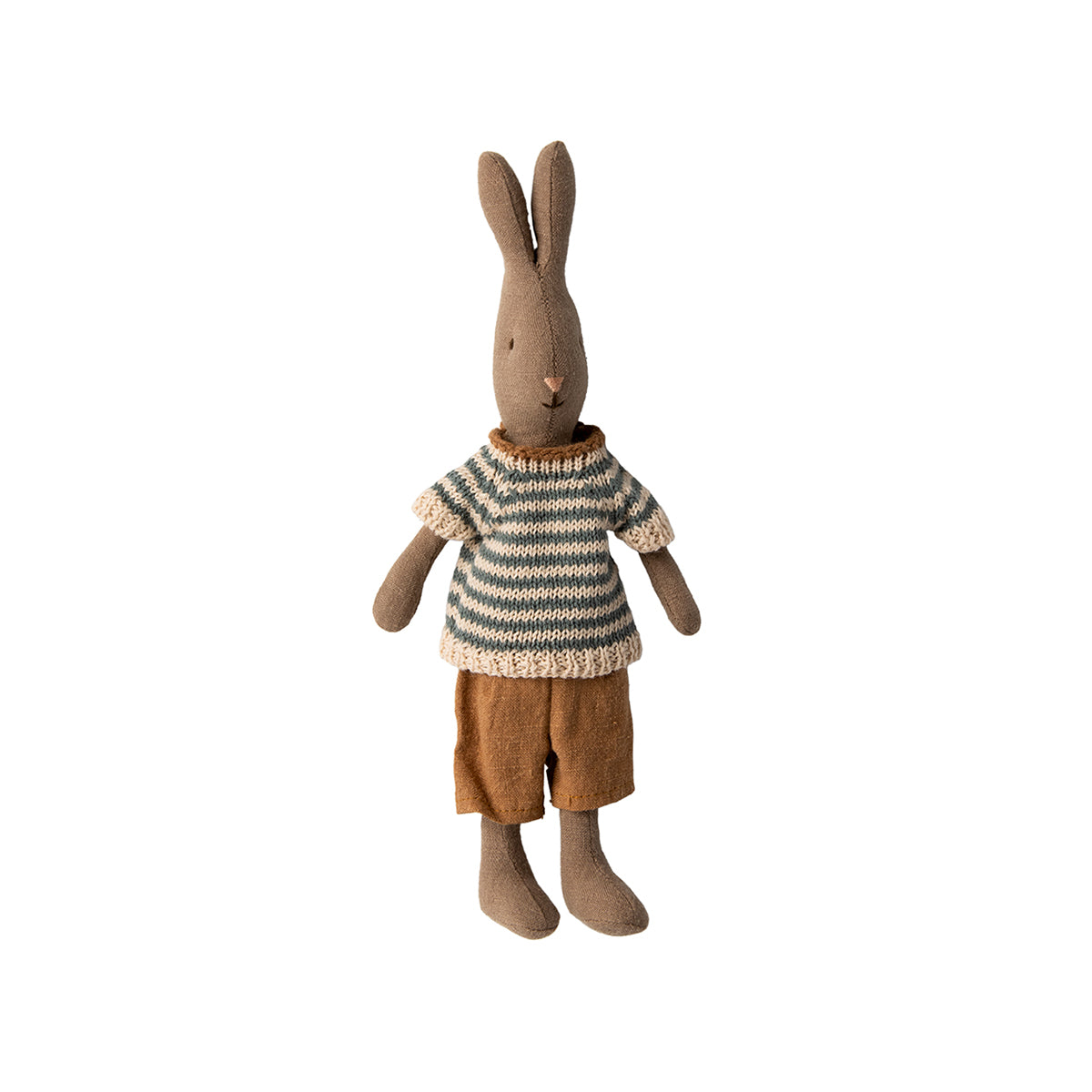 Maileg Rabbit Size 1, Brown - Knitted Shirt and Shorts.