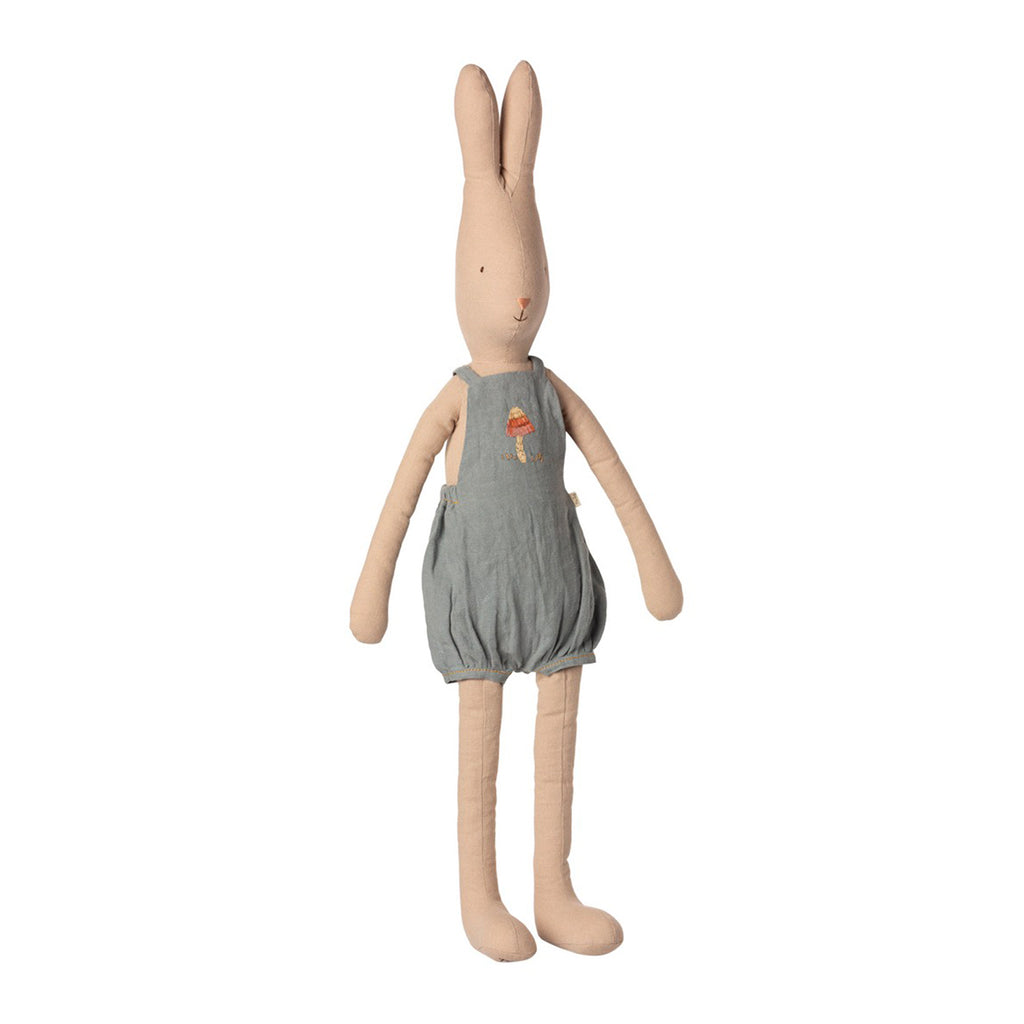 Maileg Rabbit With Overalls Size 5 - Dusty Blue.