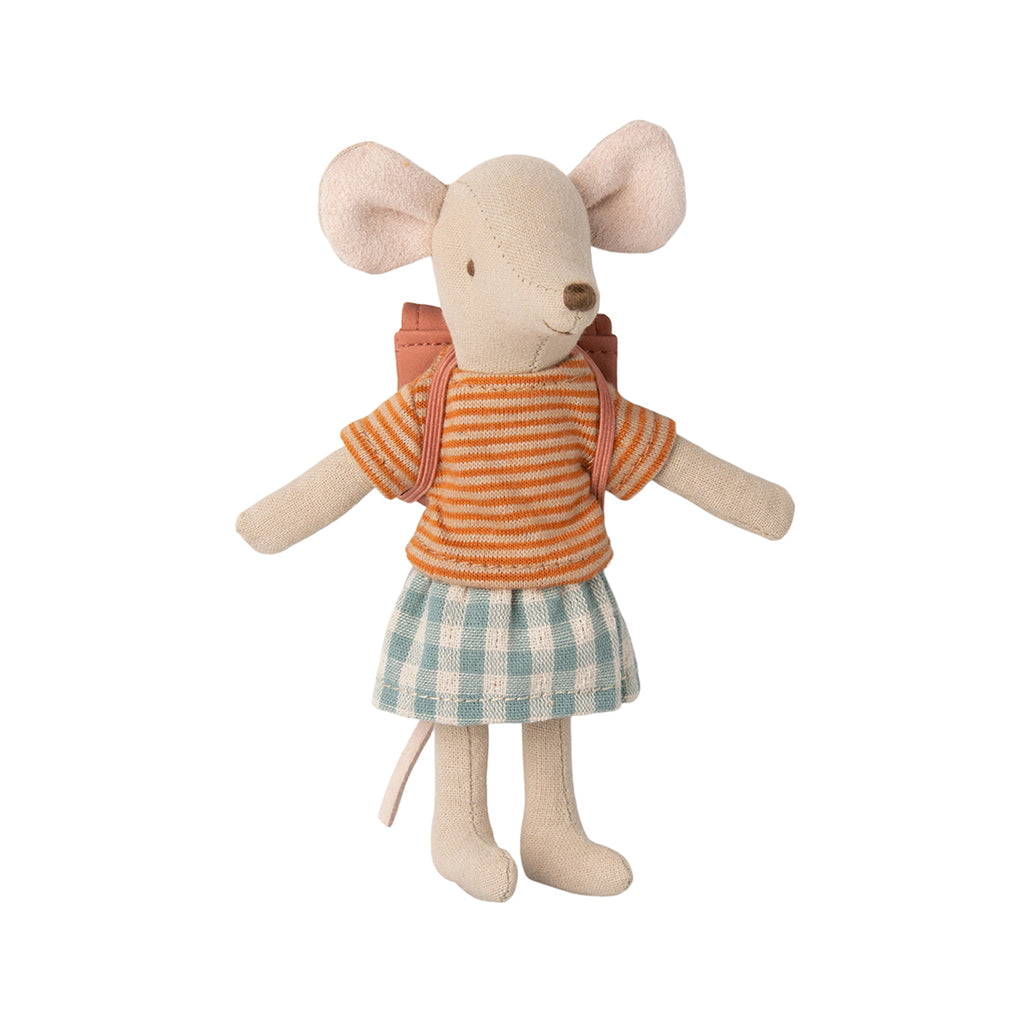 Maileg Tricycle Mouse Big Sister with Bag - Old Rose.