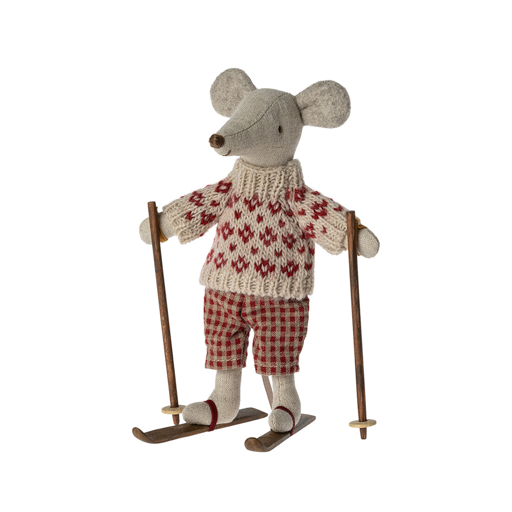 Maileg Winter Mouse with Ski Set, Mum.