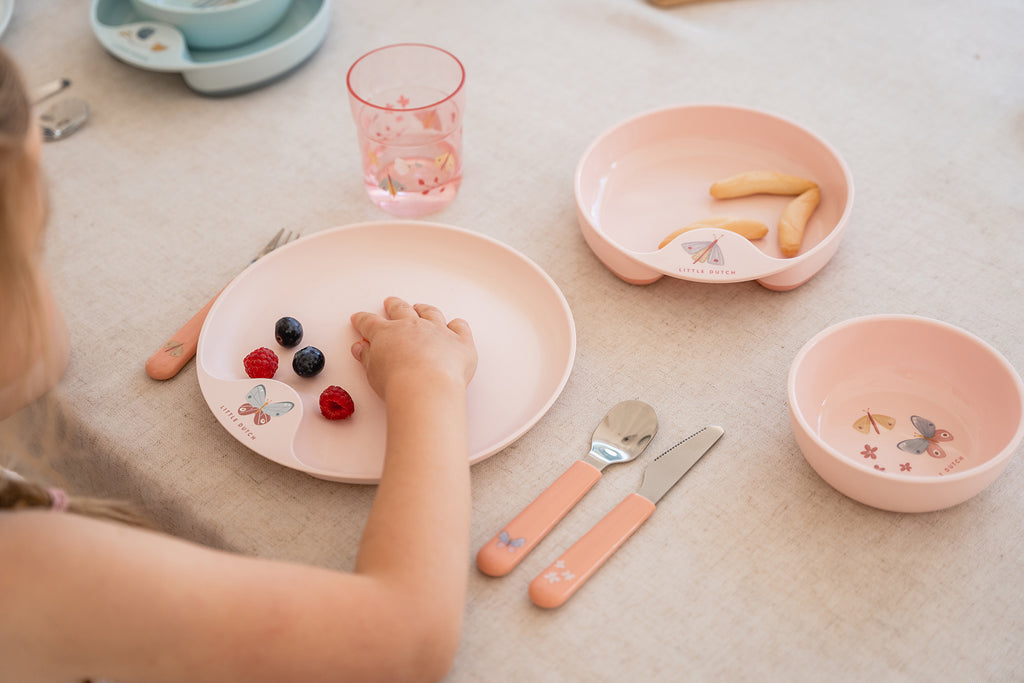 Little Dutch Mepal Dinnerware Set Mio, 3pcs - Flowers & Butterflies.