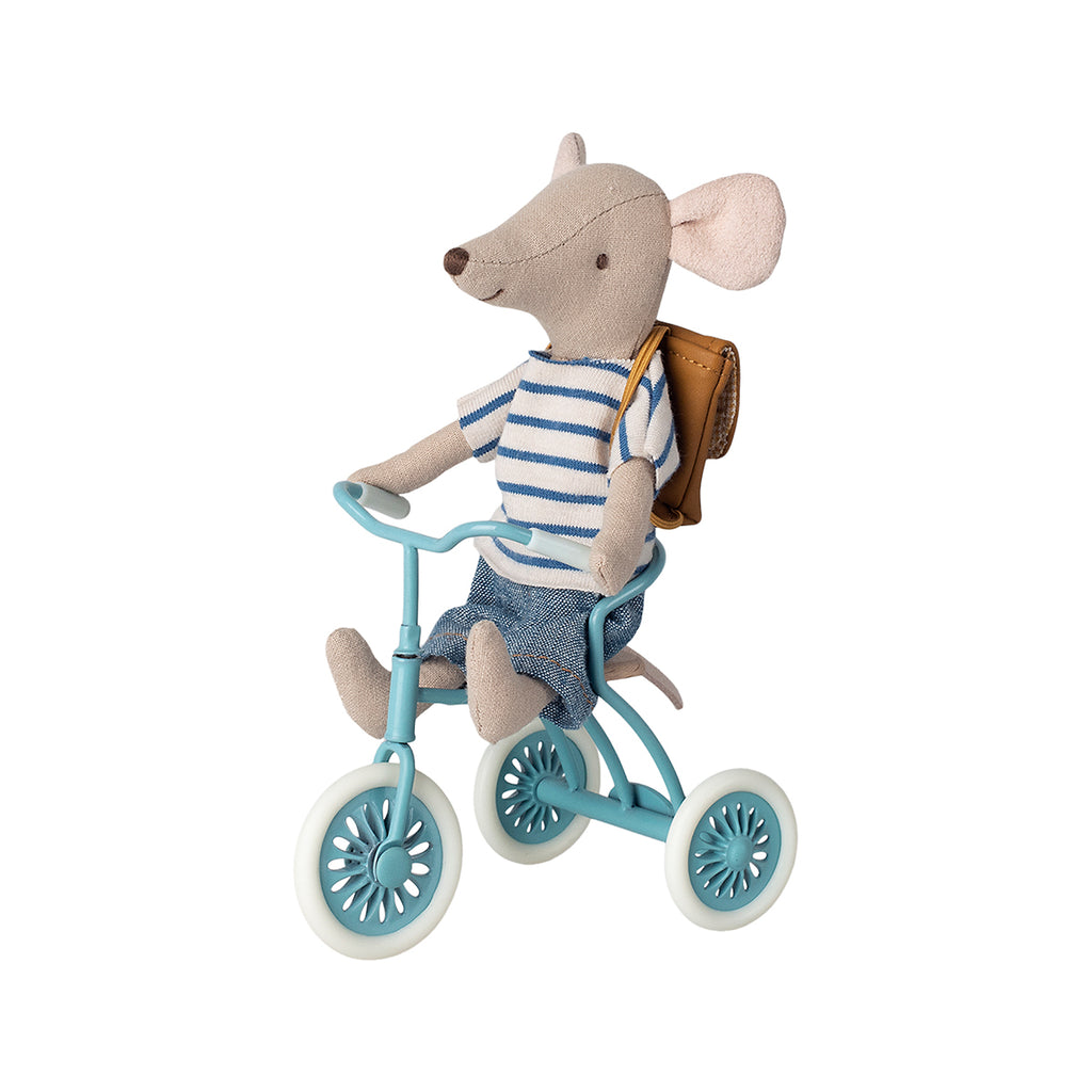 Maileg Tricycle Mouse Big Brother with Bag.