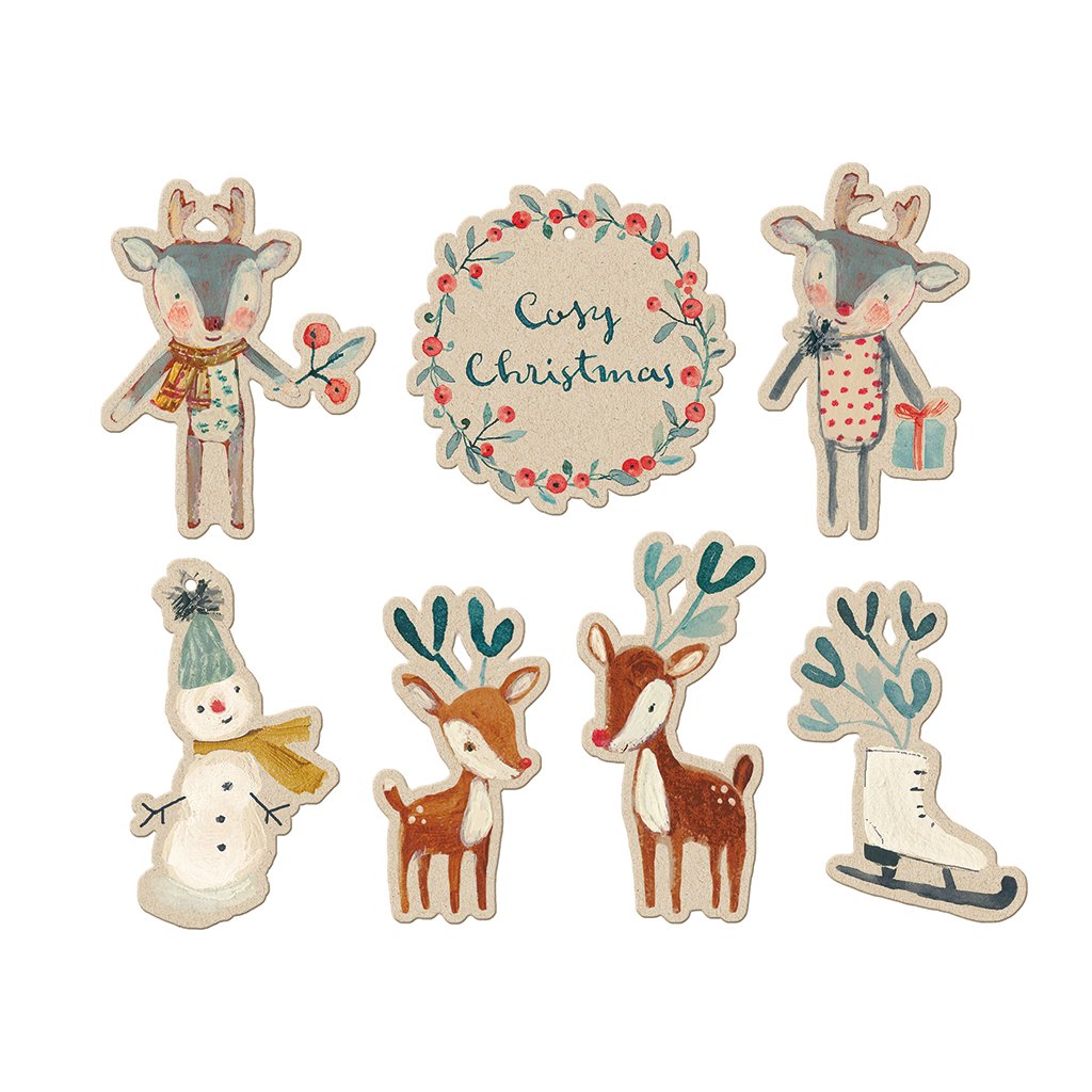 Maileg Cosy Christmas Gift Tags - 14Pcs - Off White.