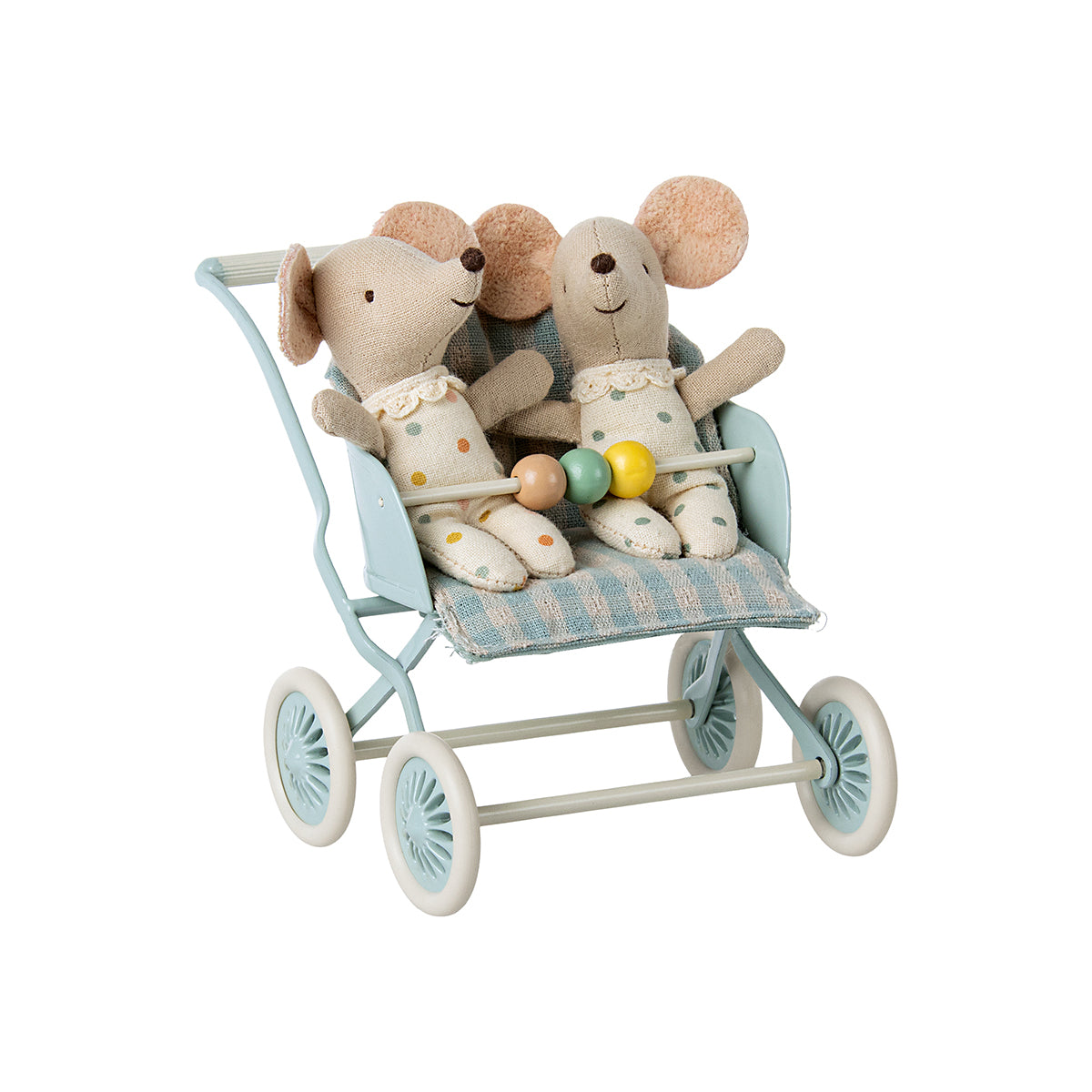 Maileg Stroller, Baby Mice - Mint.