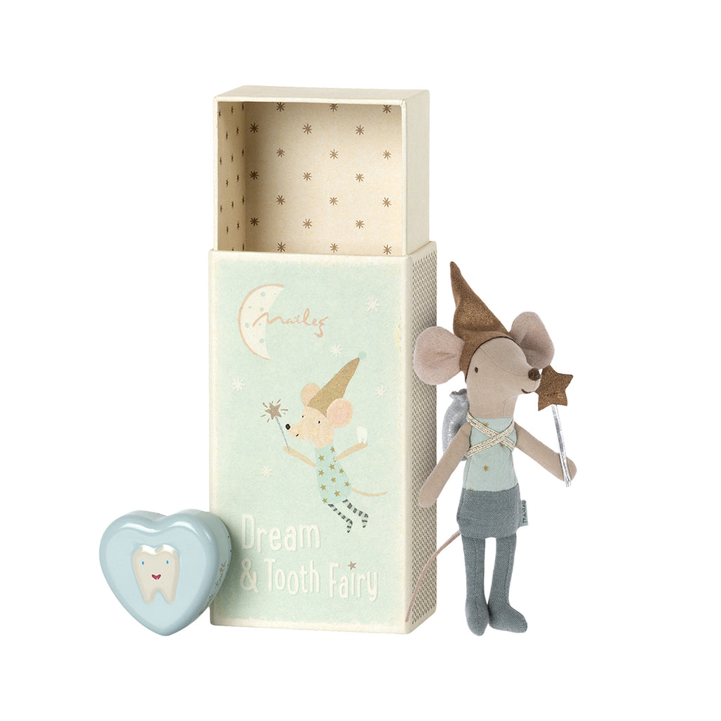 Maileg Tooth Fairy Big Brother Mouse With Box - Blue.